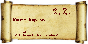 Kautz Kaplony névjegykártya
